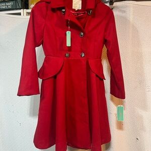 Copper Key Fleece Red Satin Lined Girls Coat Size 10/12. Hooded. New